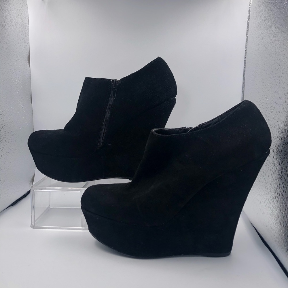 Steve Madden Black Suede Leather Wedge Size 8.5 M - Picture 13 of 16